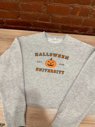 Halloween University Crop Crewneck Sweatshirt