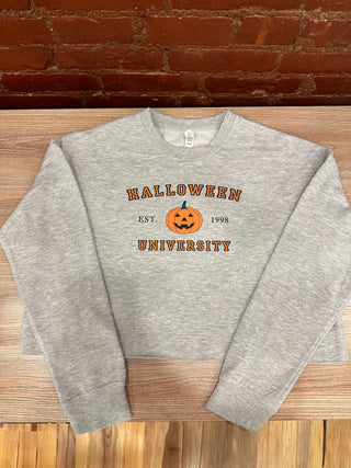 Halloween University Crop Crewneck Sweatshirt